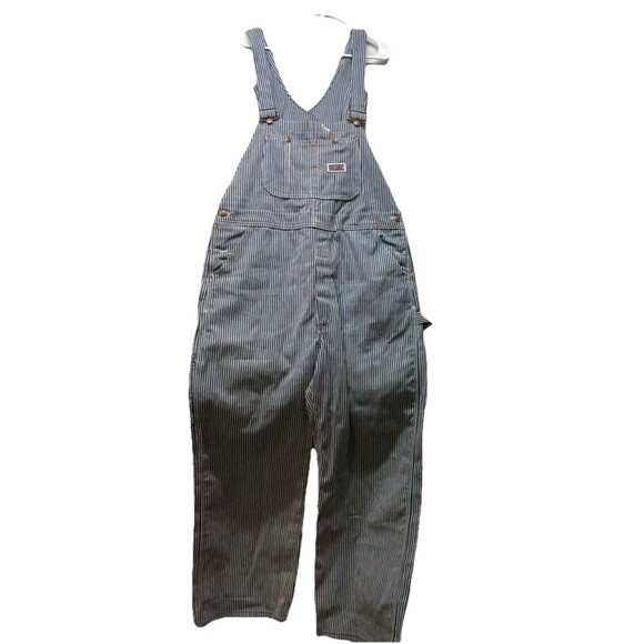 Vintage Big Mac Square Bak Overalls Hickory Stripe Made In The USA 40 X 30 Blue - Picture 1 of 6